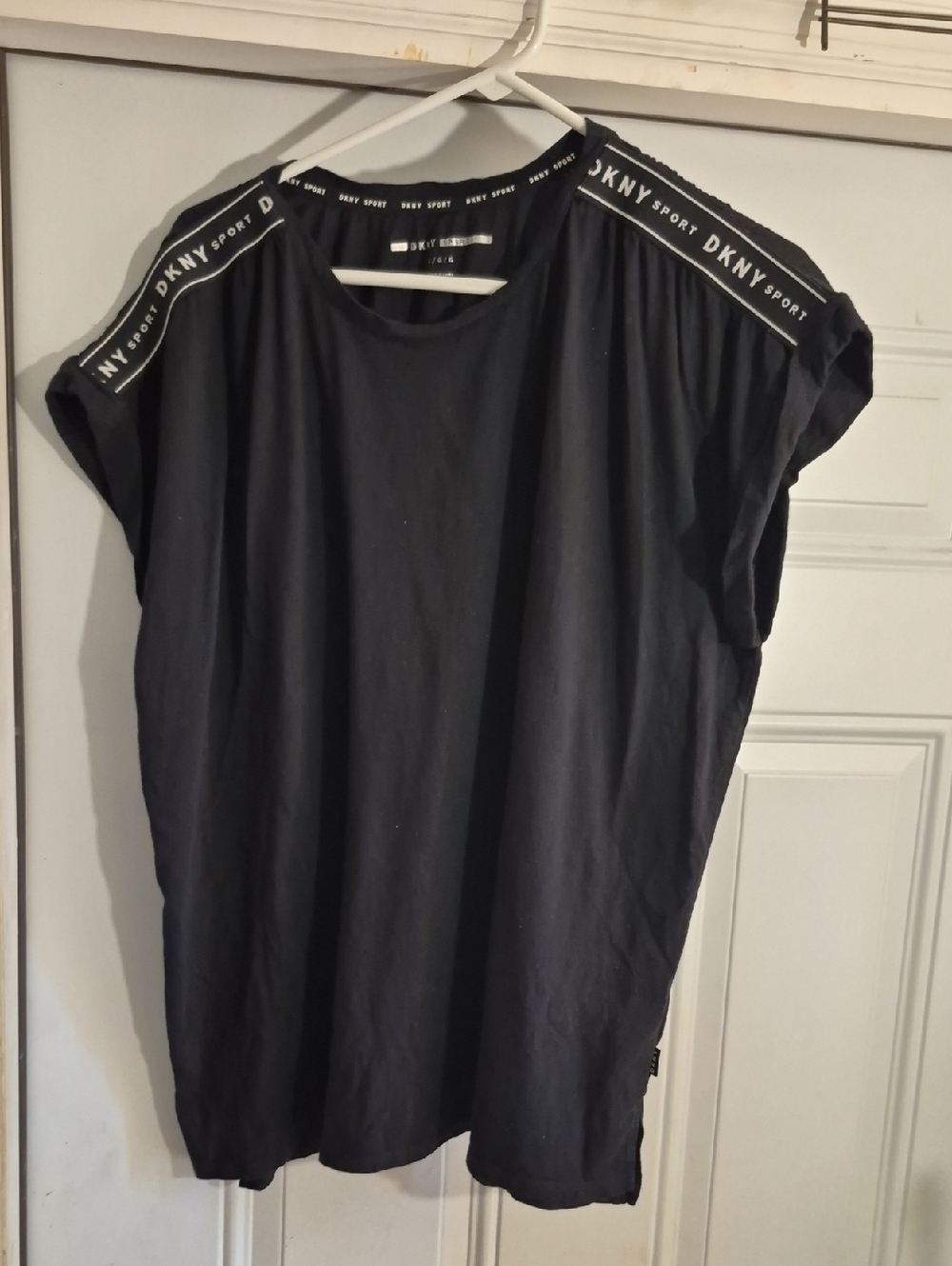 DKNY Black Logo Tape Shoulder Tee